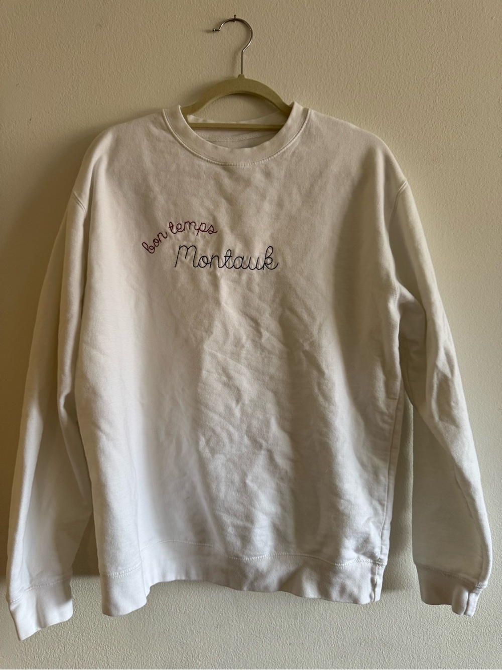 Montauk Embroidered Crewneck Sweatshirt - White Size L